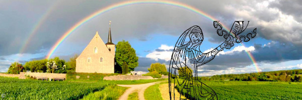 Regenbogen über der Bergkirche